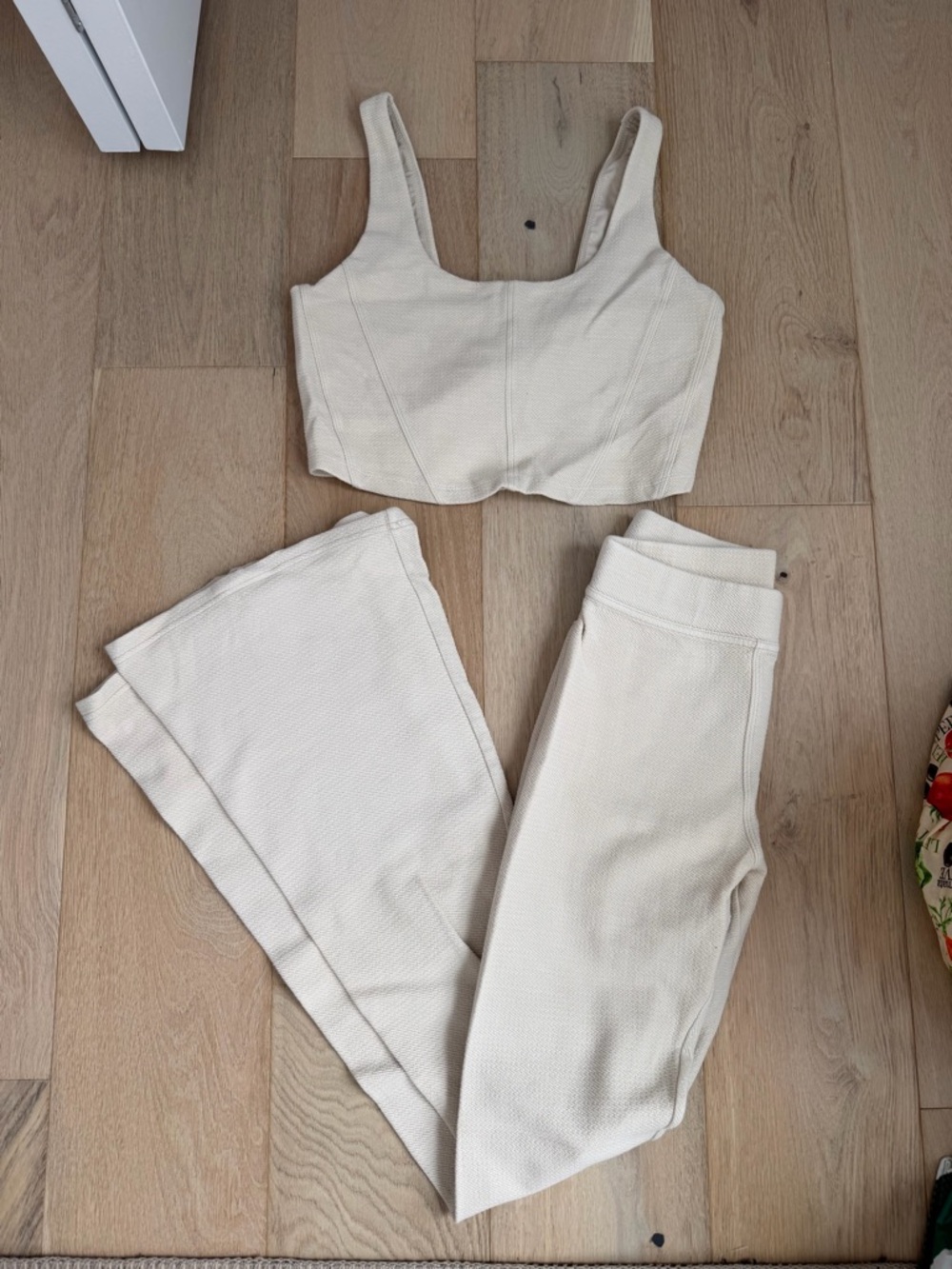 Aerie Cream Wide-Leg Pants & Crop Top Set